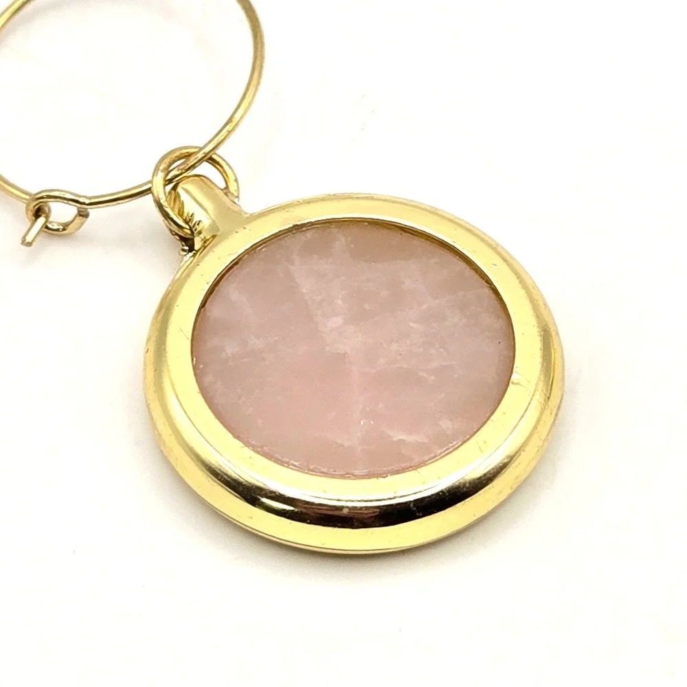 Set of 4 Gemstone Wine Glass Charms Gold Plated Amethyst Rose Quartz Labradorite